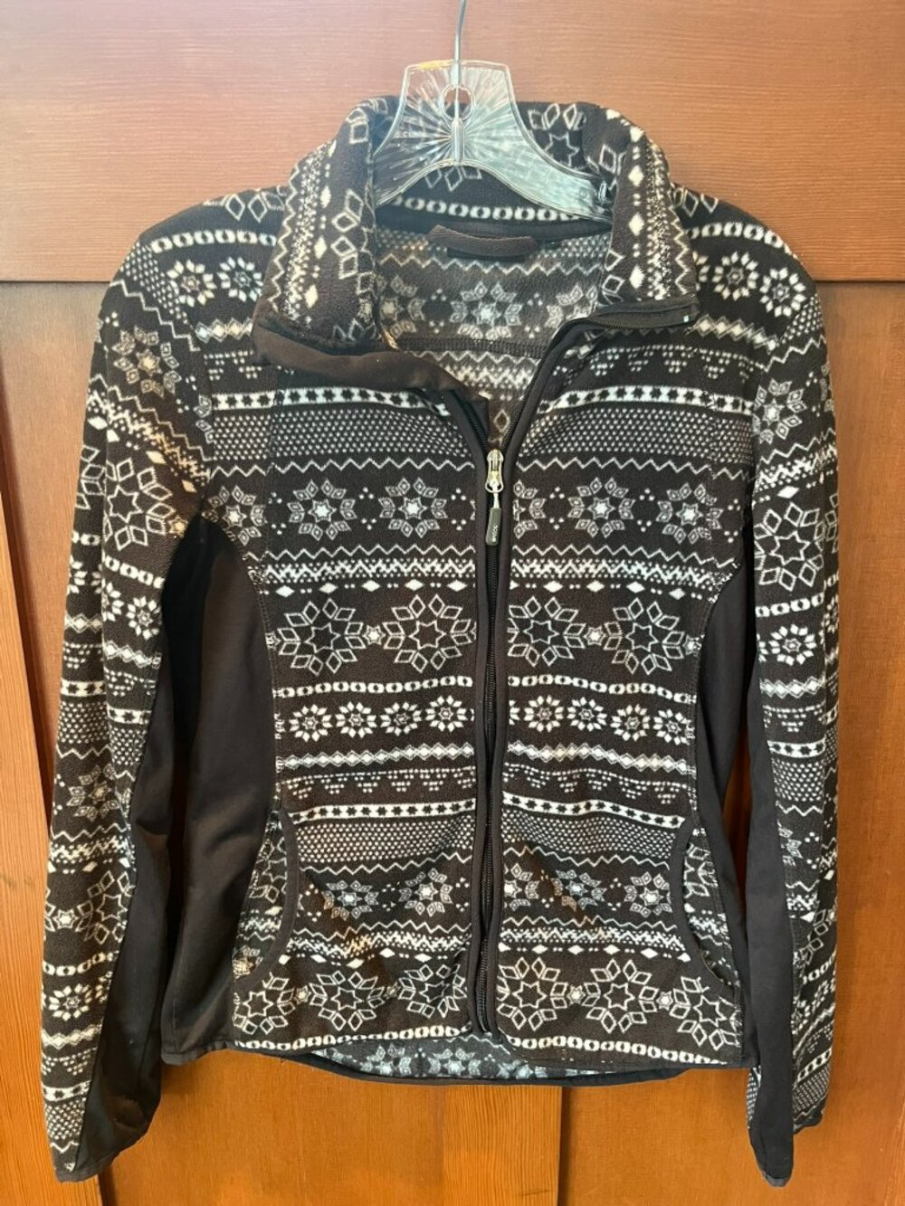 Active By Tchibo Women's Fleece Jacket Black Snowflake Zip Up: Size Small